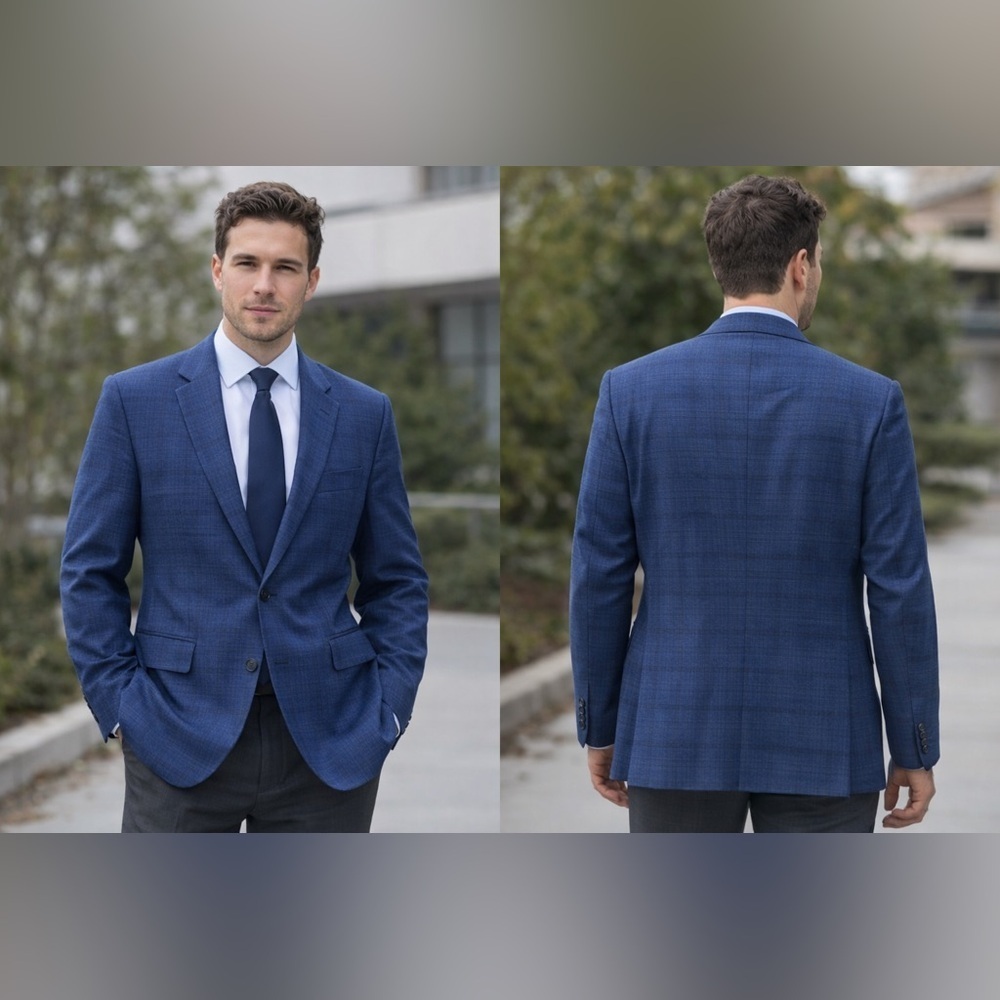Hugo Boss Guabello Super 120 Blue Wool Blazer Sport Coat 40S Mens